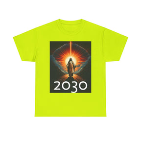 Unisex Heavy Cotton Tee - Christ 2030 Vintage Graphic Tee with QR Codes
