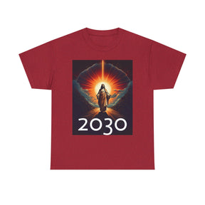 Unisex Heavy Cotton Tee - Christ 2030 Vintage Graphic Tee with QR Codes