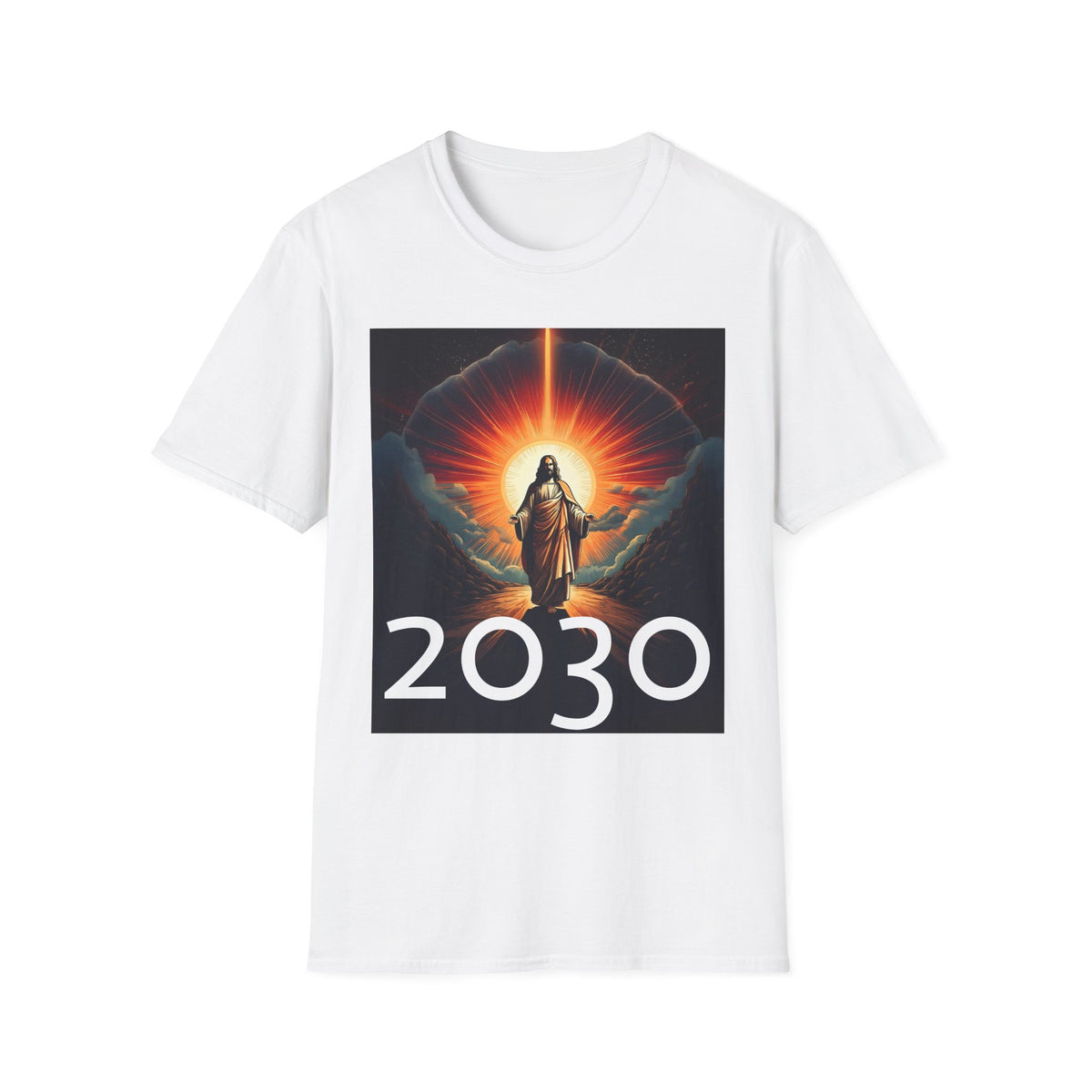 Inspirational Unisex Softstyle T-Shirt - '2030' Jesus Graphic Design