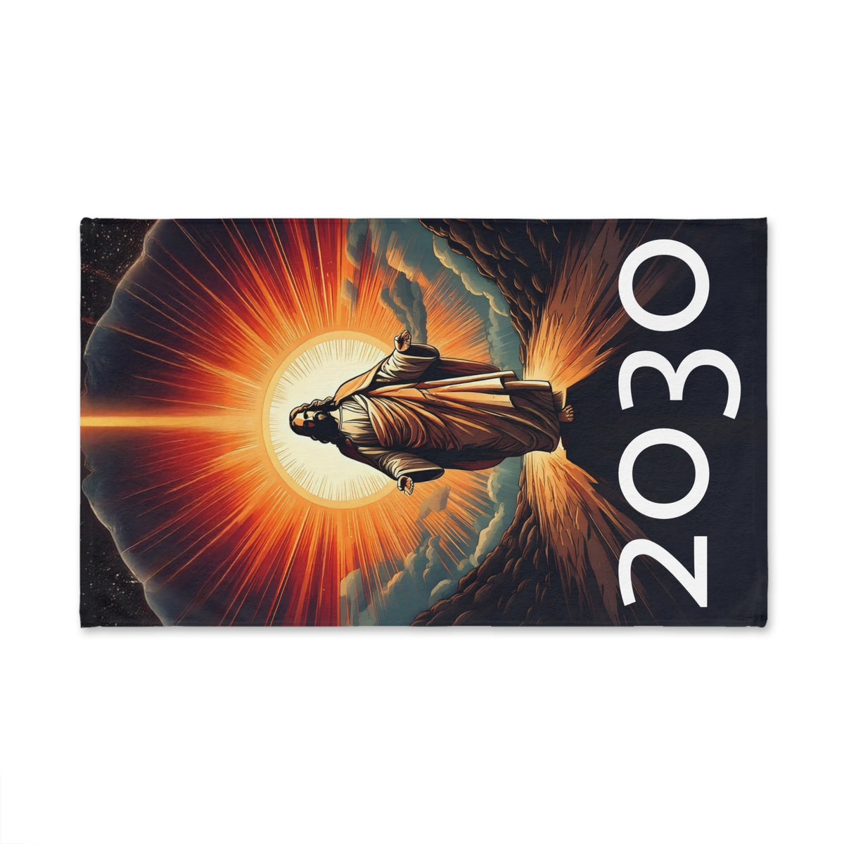Inspirational Jesus Hand Towel - 2030 Vision Design for Spiritual Decor