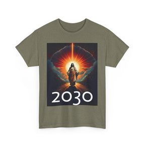 Unisex Heavy Cotton Tee - Christ 2030 Vintage Graphic Tee with QR Codes