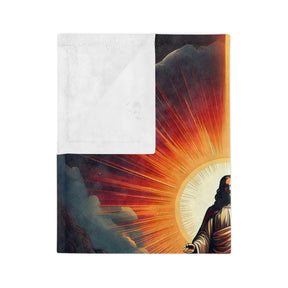 Inspirational Velveteen Microfiber Blanket with Jesus Design - Perfect for Cozy Moments and Spiritual Reflection