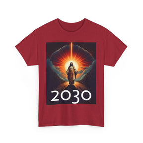 Unisex Heavy Cotton Tee - Christ 2030 Vintage Graphic Tee with QR Codes