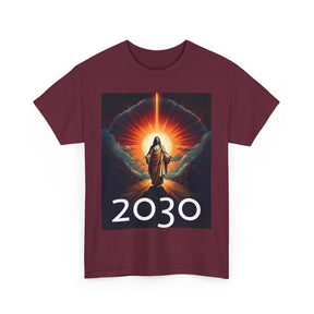 Unisex Heavy Cotton Tee - Christ 2030 Vintage Graphic Tee with QR Codes