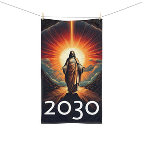 Inspirational Jesus Hand Towel - 2030 Vision Design for Spiritual Decor
