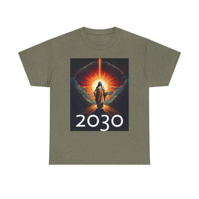 Unisex Heavy Cotton Tee - Christ 2030 Vintage Graphic Tee with QR Codes
