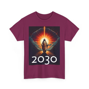 Unisex Heavy Cotton Tee - Christ 2030 Vintage Graphic Tee with QR Codes