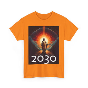 Unisex Heavy Cotton Tee - Christ 2030 Vintage Graphic Tee with QR Codes
