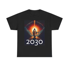 Unisex Heavy Cotton Tee - Christ 2030 Vintage Graphic Tee with QR Codes