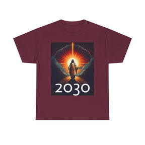 Unisex Heavy Cotton Tee - Christ 2030 Vintage Graphic Tee with QR Codes
