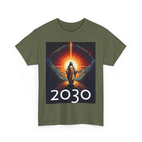 Unisex Heavy Cotton Tee - Christ 2030 Vintage Graphic Tee with QR Codes