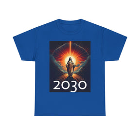Unisex Heavy Cotton Tee - Christ 2030 Vintage Graphic Tee with QR Codes
