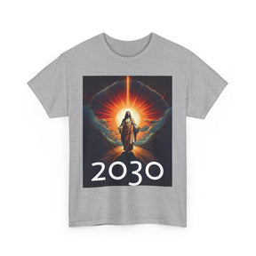 Unisex Heavy Cotton Tee - Christ 2030 Vintage Graphic Tee with QR Codes