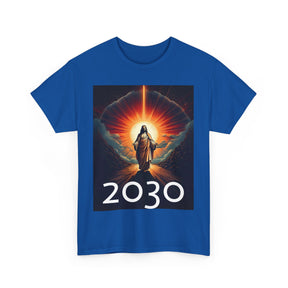 Unisex Heavy Cotton Tee - Christ 2030 Vintage Graphic Tee with QR Codes