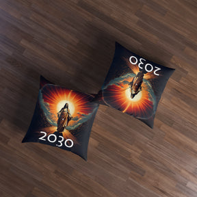 Inspirational Tufted Floor Pillow with Jesus Design - 2030 Vision Decor