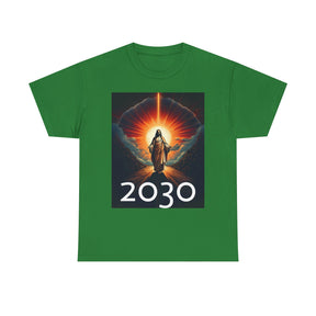Unisex Heavy Cotton Tee - Christ 2030 Vintage Graphic Tee with QR Codes