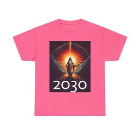 Unisex Heavy Cotton Tee - Christ 2030 Vintage Graphic Tee with QR Codes