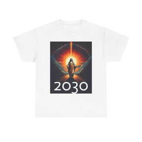 Unisex Heavy Cotton Tee - Christ 2030 Vintage Graphic Tee with QR Codes